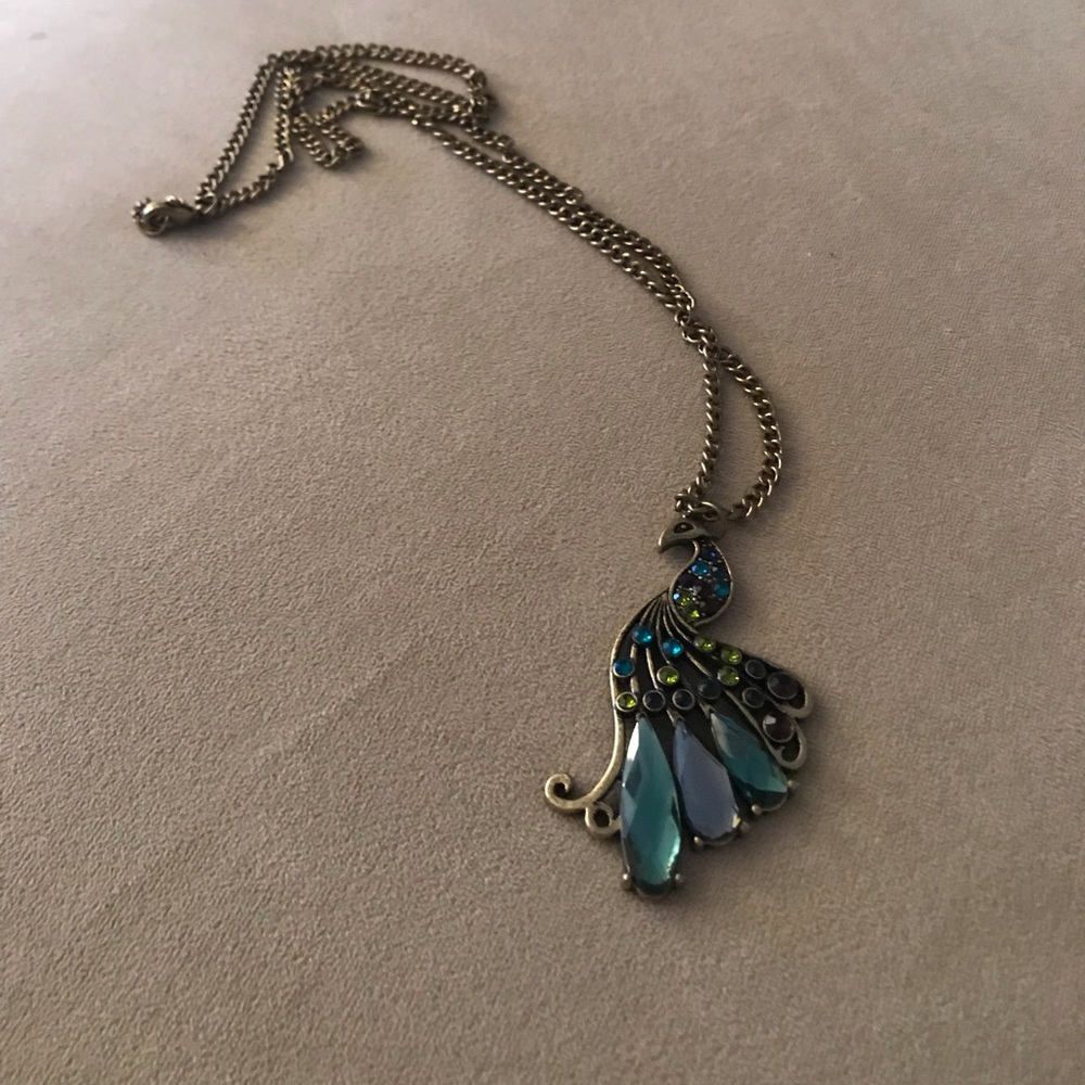 đLong Vintage crystal peacock vintage necklace - Picture 4 of 8